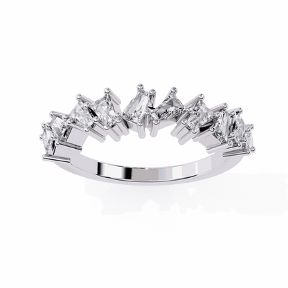 Emerald Cut Lab Grown Diamond Vintage Engagement Ring with Scattered Confetti Mixed Cut Cluster