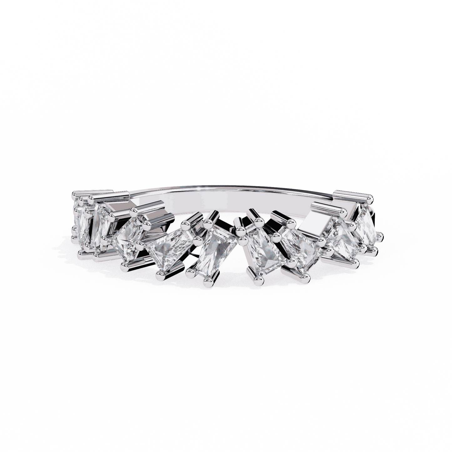 Emerald Cut Lab Grown Diamond Vintage Engagement Ring with Scattered Confetti Mixed Cut Cluster