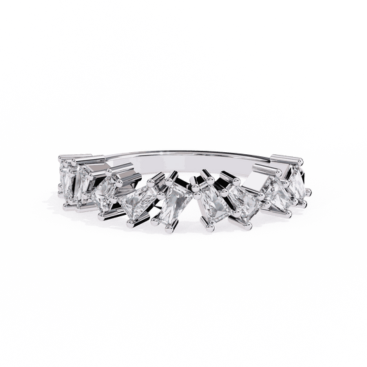 Emerald Cut Lab Grown Diamond Vintage Engagement Ring with Scattered Confetti Mixed Cut Cluster