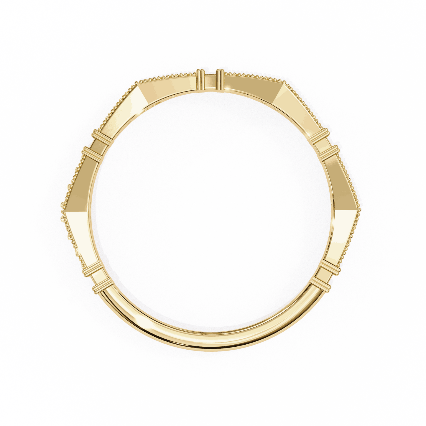 Round Cut Lab Grown Diamond Vintage Engagement Ring with Art Deco Milgrain Pave Pillar Band