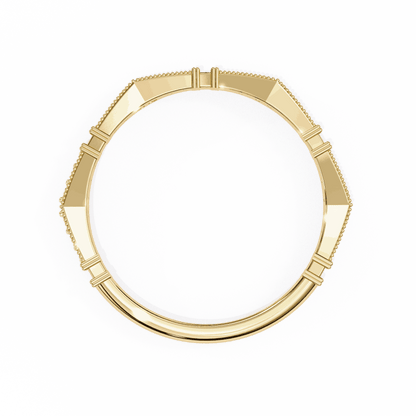 Round Cut Lab Grown Diamond Vintage Engagement Ring with Art Deco Milgrain Pave Pillar Band