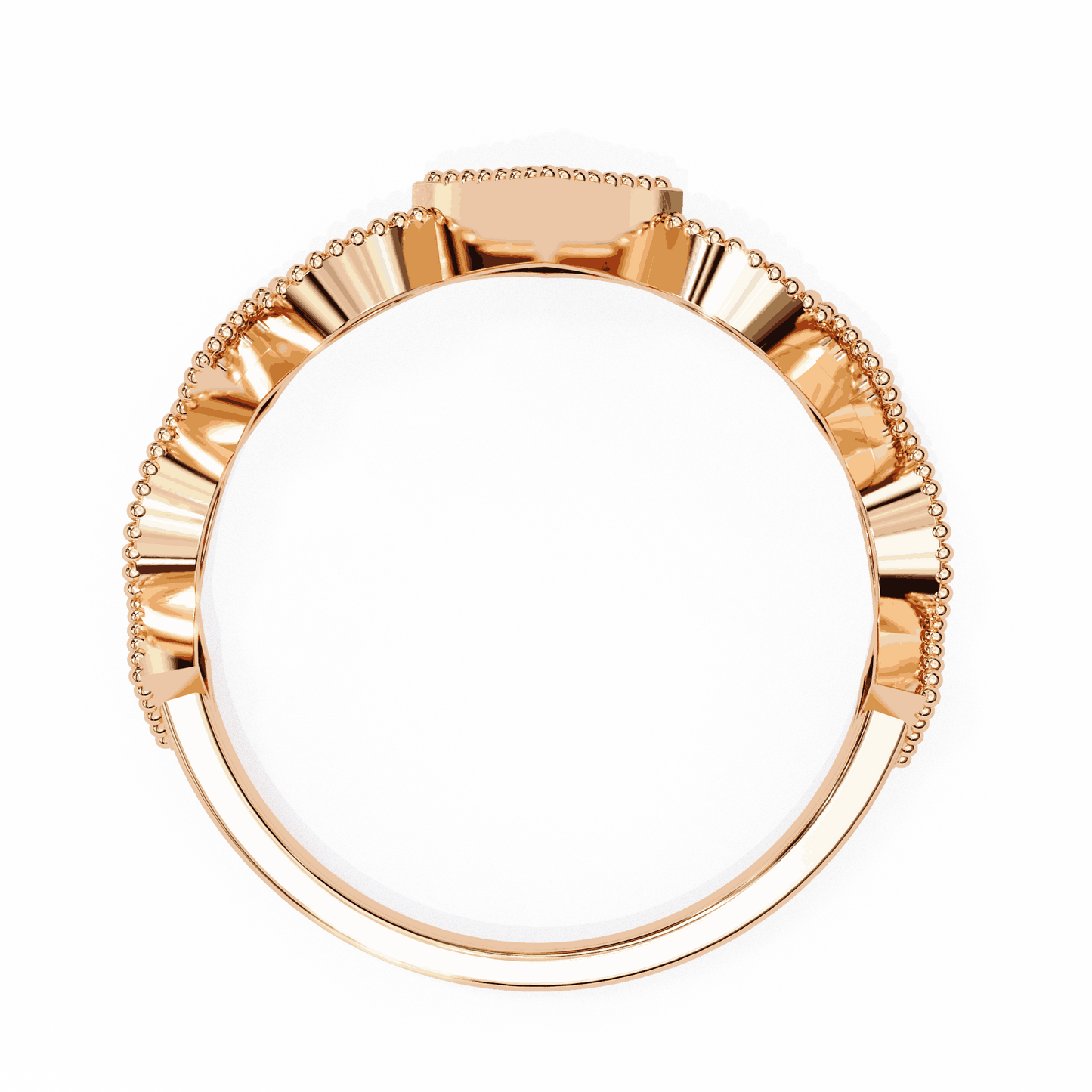Round Cut Lab Grown Diamond Vintage Engagement Ring with Milgrain Tiara Kite Frame Crown
