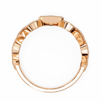 Round Cut Lab Grown Diamond Vintage Engagement Ring with Milgrain Tiara Kite Frame Crown