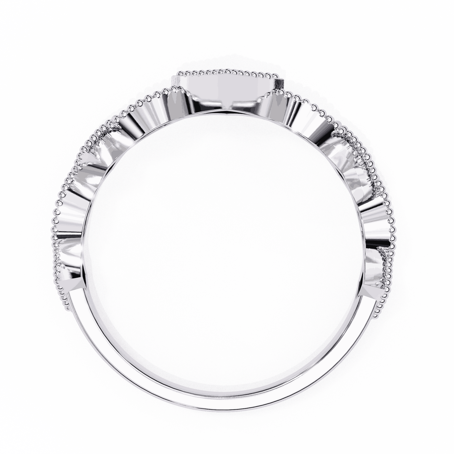 Round Cut Lab Grown Diamond Vintage Engagement Ring with Milgrain Tiara Kite Frame Crown