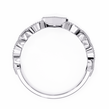 Round Cut Lab Grown Diamond Vintage Engagement Ring with Milgrain Tiara Kite Frame Crown