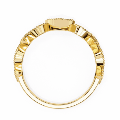 Round Cut Lab Grown Diamond Vintage Engagement Ring with Milgrain Tiara Kite Frame Crown