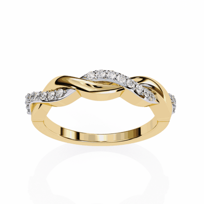Round Cut Lab Grown Diamond Pave Engagement Ring with Infinity Twist Eternity Band