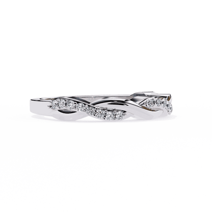 Round Cut Lab Grown Diamond Pave Engagement Ring with Infinity Twist Eternity Band