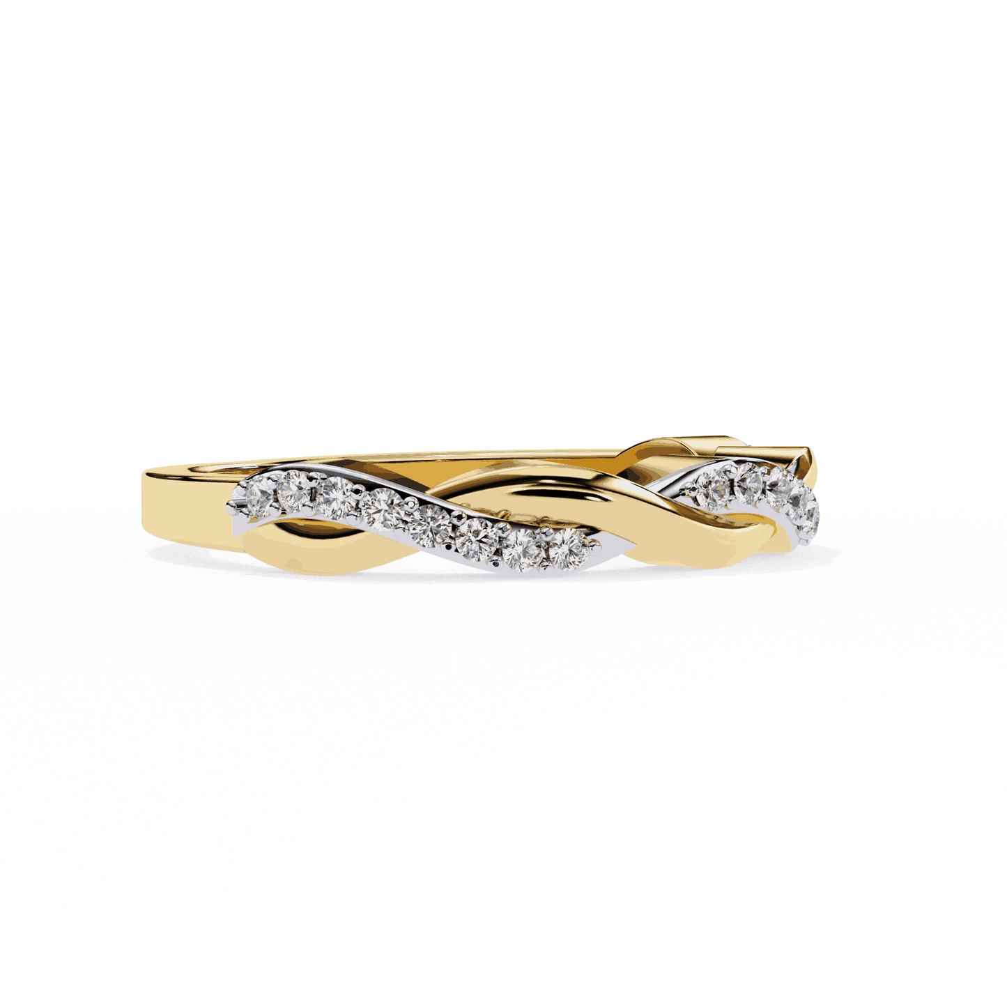 Round Cut Lab Grown Diamond Pave Engagement Ring with Infinity Twist Eternity Band