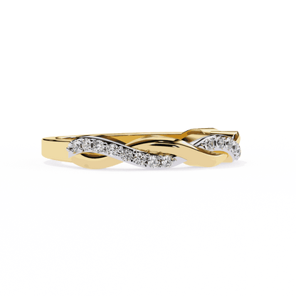 Round Cut Lab Grown Diamond Pave Engagement Ring with Infinity Twist Eternity Band