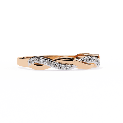 Round Cut Lab Grown Diamond Pave Engagement Ring with Infinity Twist Eternity Band