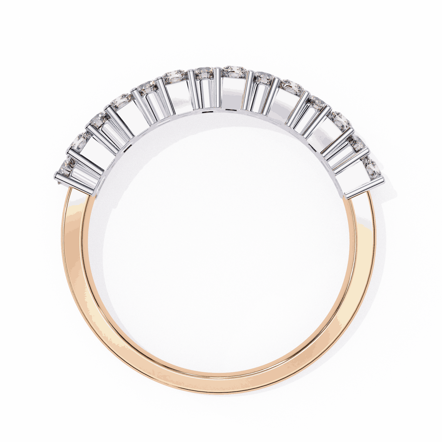 Radiant Cut Lab Grown Diamond Pave Engagement Ring with Double Row Checkerboard Mixed Cut Band