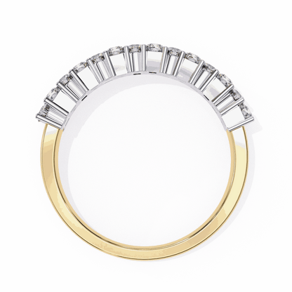 Radiant Cut Lab Grown Diamond Pave Engagement Ring with Double Row Checkerboard Mixed Cut Band