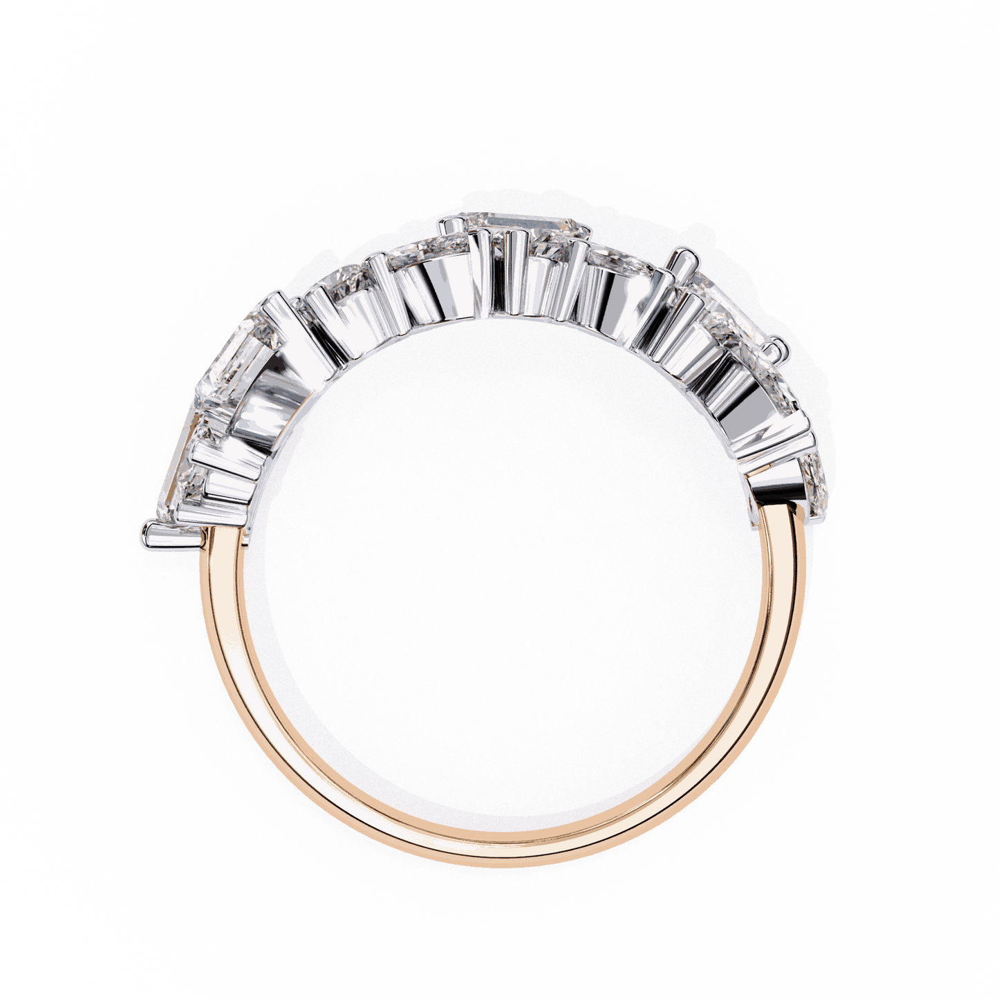Marquise Cut Lab Grown Diamond Vintage Engagement Ring with Mixed Cut Baguette and Marquise Cluster Band