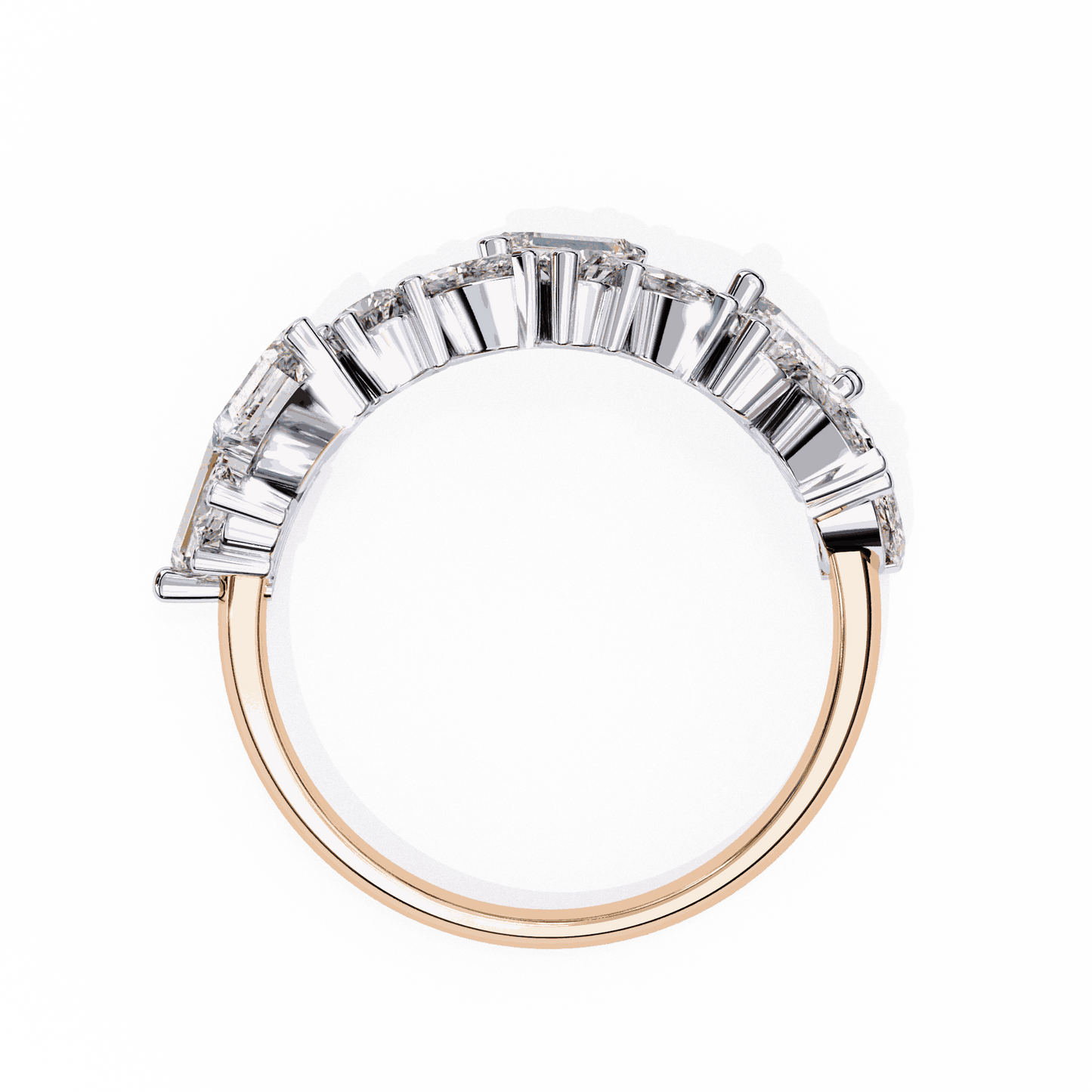 Marquise Cut Lab Grown Diamond Vintage Engagement Ring with Tumbled Mixed Cut Confetti Cluster Band