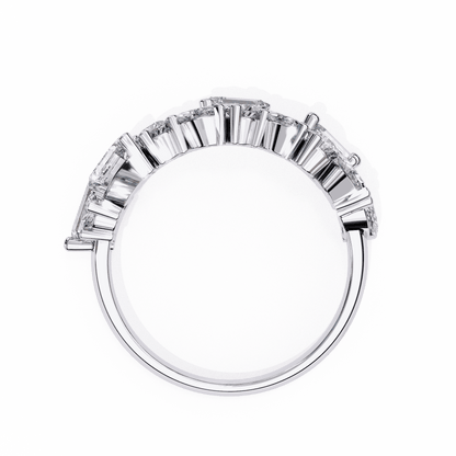 Marquise Cut Lab Grown Diamond Vintage Engagement Ring with Mixed Cut Baguette and Marquise Cluster Band