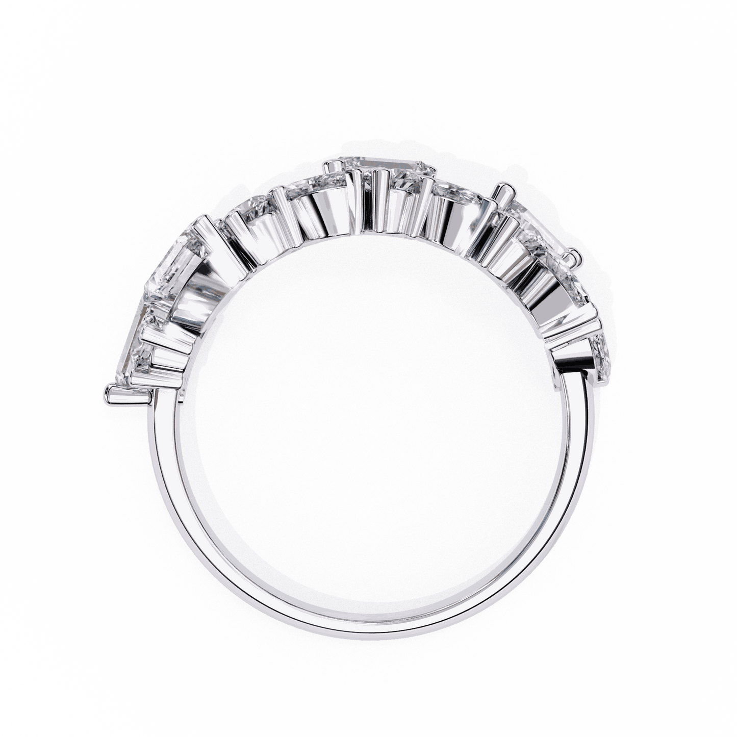 Marquise Cut Lab Grown Diamond Vintage Engagement Ring with Tumbled Mixed Cut Confetti Cluster Band
