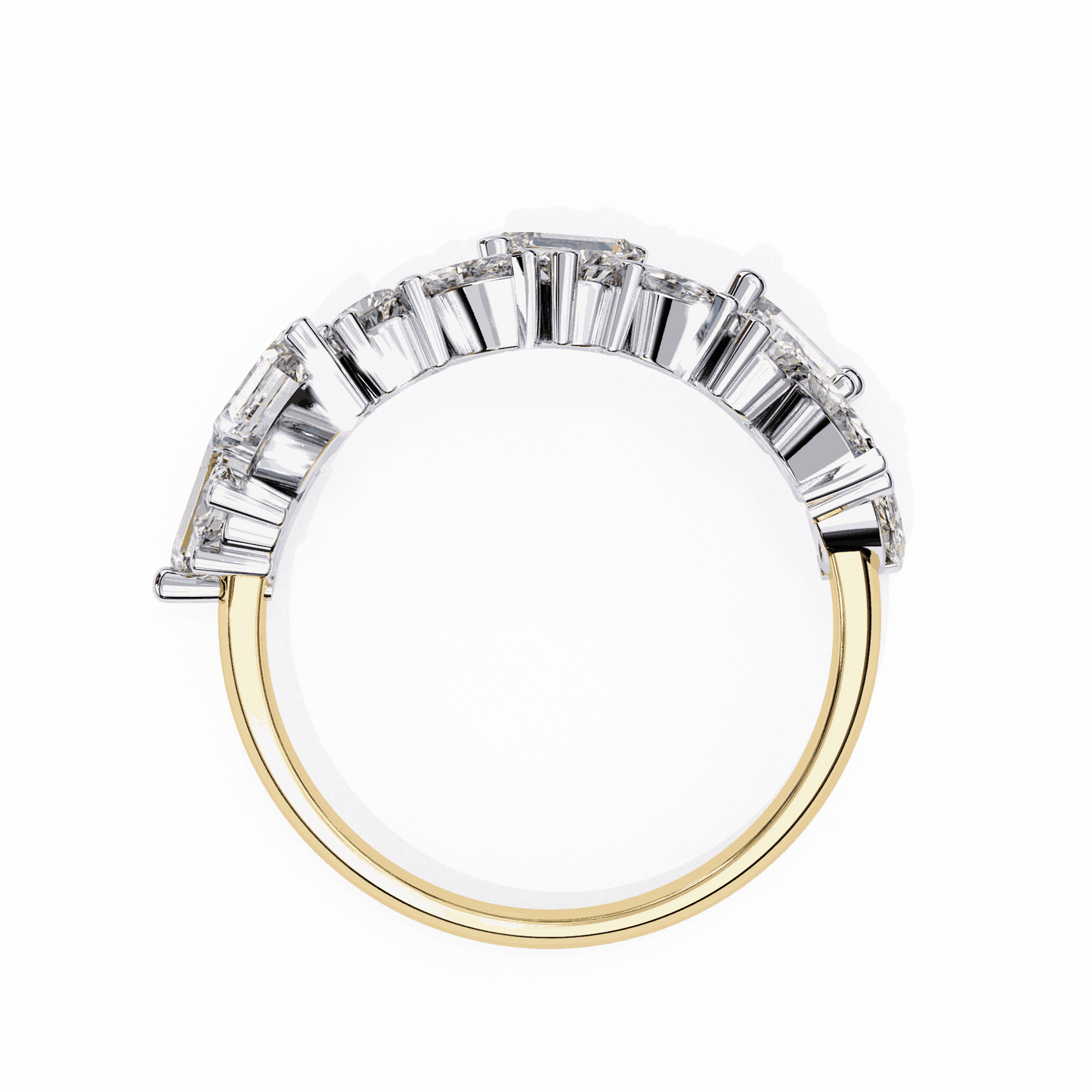 Marquise Cut Lab Grown Diamond Vintage Engagement Ring with Mixed Cut Baguette and Marquise Cluster Band