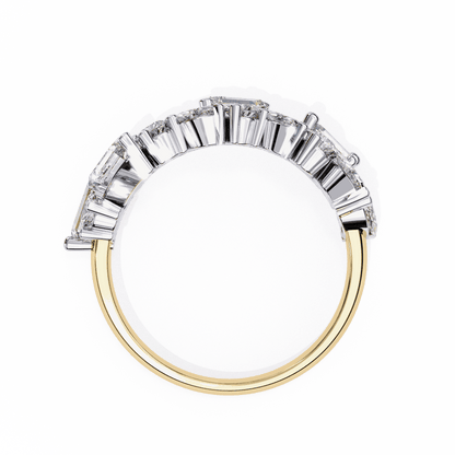Marquise Cut Lab Grown Diamond Vintage Engagement Ring with Mixed Cut Baguette and Marquise Cluster Band