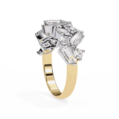 Marquise Cut Lab Grown Diamond Vintage Engagement Ring with Mixed Cut Baguette and Marquise Cluster Band