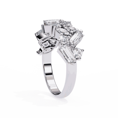 Marquise Cut Lab Grown Diamond Vintage Engagement Ring with Mixed Cut Baguette and Marquise Cluster Band