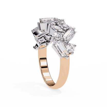 Marquise Cut Lab Grown Diamond Vintage Engagement Ring with Mixed Cut Baguette and Marquise Cluster Band