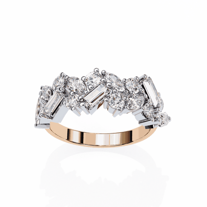 Marquise Cut Lab Grown Diamond Vintage Engagement Ring with Mixed Cut Baguette and Marquise Cluster Band