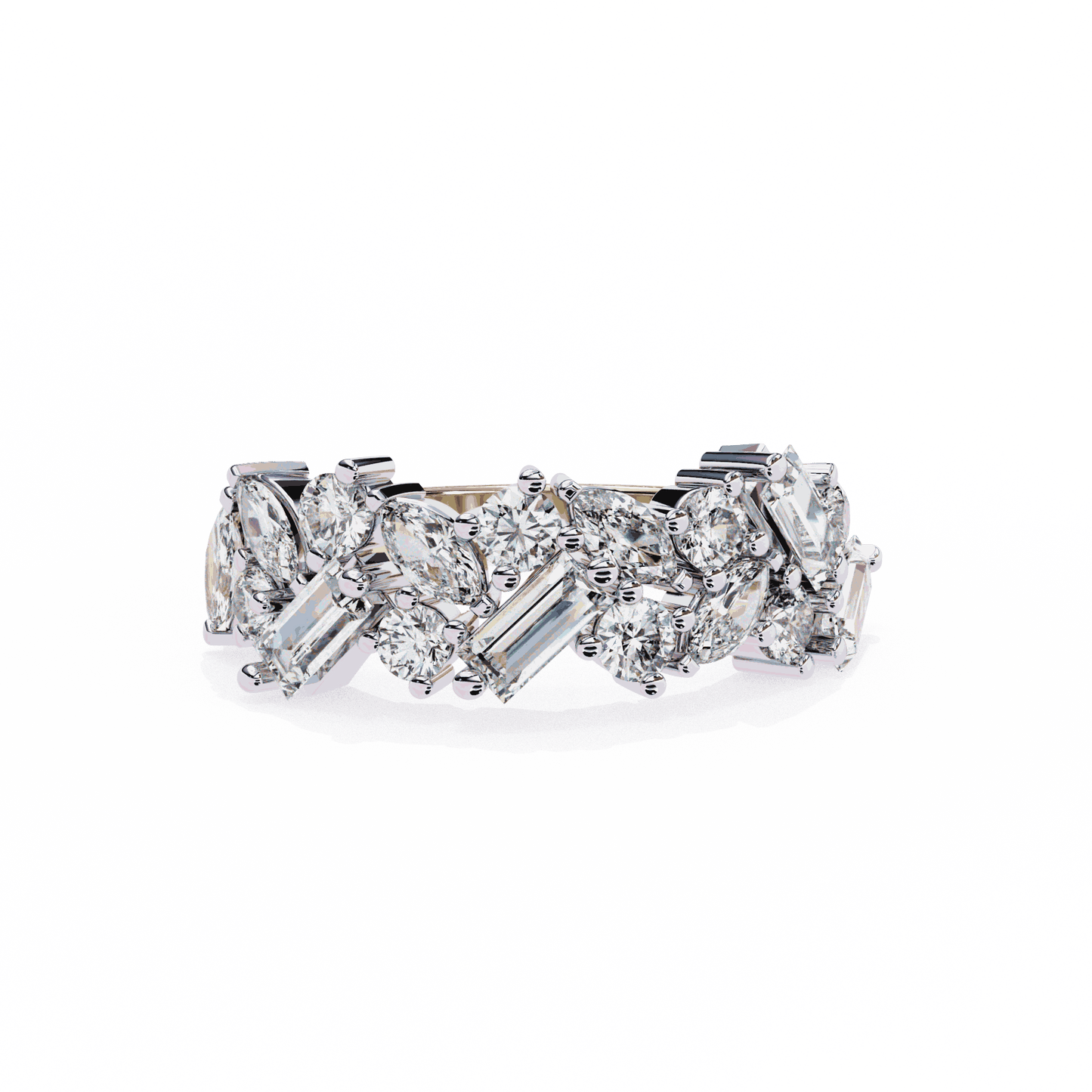 Marquise Cut Lab Grown Diamond Vintage Engagement Ring with Mixed Cut Baguette and Marquise Cluster Band