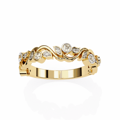 Round Cut Lab Grown Diamond Vintage Engagement Ring with Vine and Leaf Motif