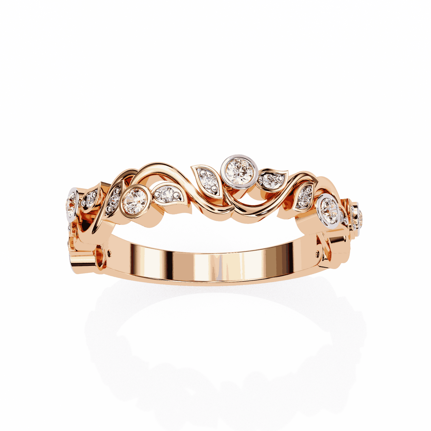Round Cut Lab Grown Diamond Vintage Engagement Ring with Vine and Leaf Motif