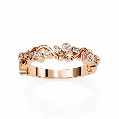 Round Cut Lab Grown Diamond Vintage Engagement Ring with Vine and Leaf Motif