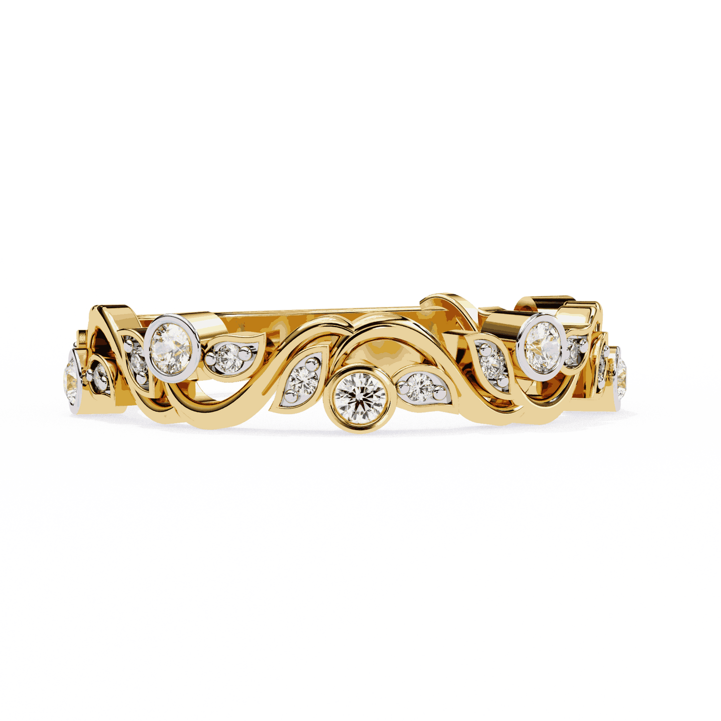 Round Cut Lab Grown Diamond Vintage Engagement Ring with Vine and Leaf Motif