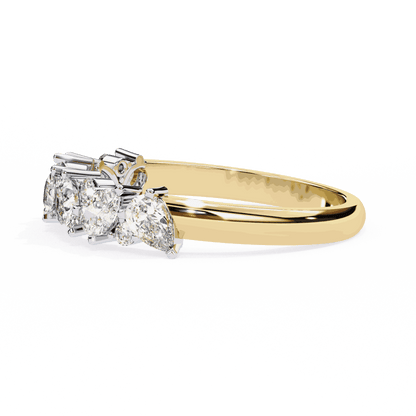 Pear Cut Lab Grown Diamond Pave Engagement Ring with Alternating Pear and Round Half Eternity Band