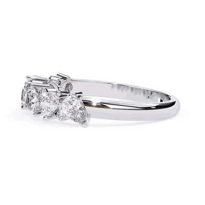 Pear Cut Lab Grown Diamond Pave Engagement Ring with Alternating Pear and Round Half Eternity Band