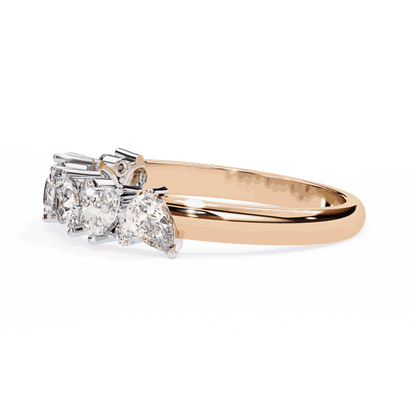 Pear Cut Lab Grown Diamond Pave Engagement Ring with Alternating Pear and Round Half Eternity Band