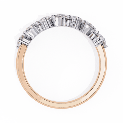 Pear Cut Lab Grown Diamond Pave Engagement Ring with Alternating Pear and Round Half Eternity Band