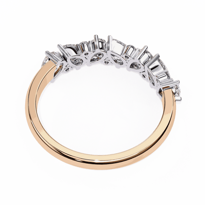 Pear Cut Lab Grown Diamond Pave Engagement Ring with Alternating Pear and Round Half Eternity Band