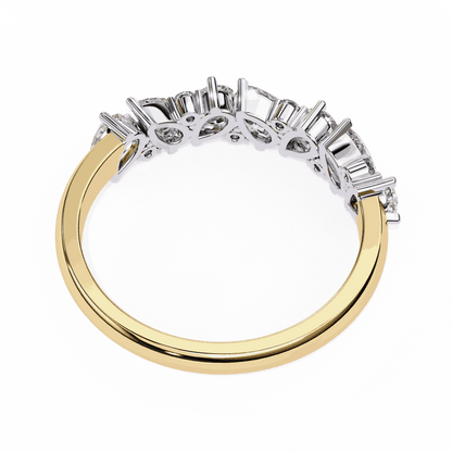 Pear Cut Lab Grown Diamond Pave Engagement Ring with Alternating Pear and Round Half Eternity Band