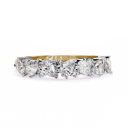 Pear Cut Lab Grown Diamond Pave Engagement Ring with Alternating Pear and Round Half Eternity Band