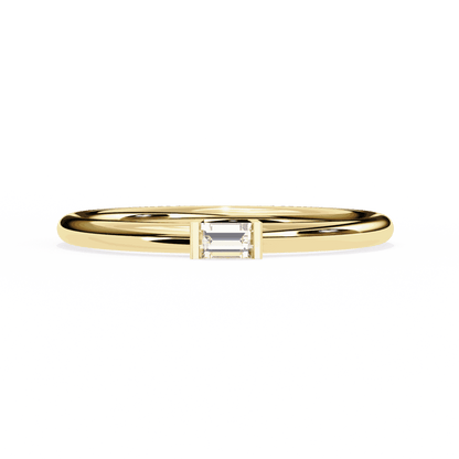 Emerald Cut Lab Grown Diamond Tension Engagement Ring with East West Baguette Minimalist Solitaire