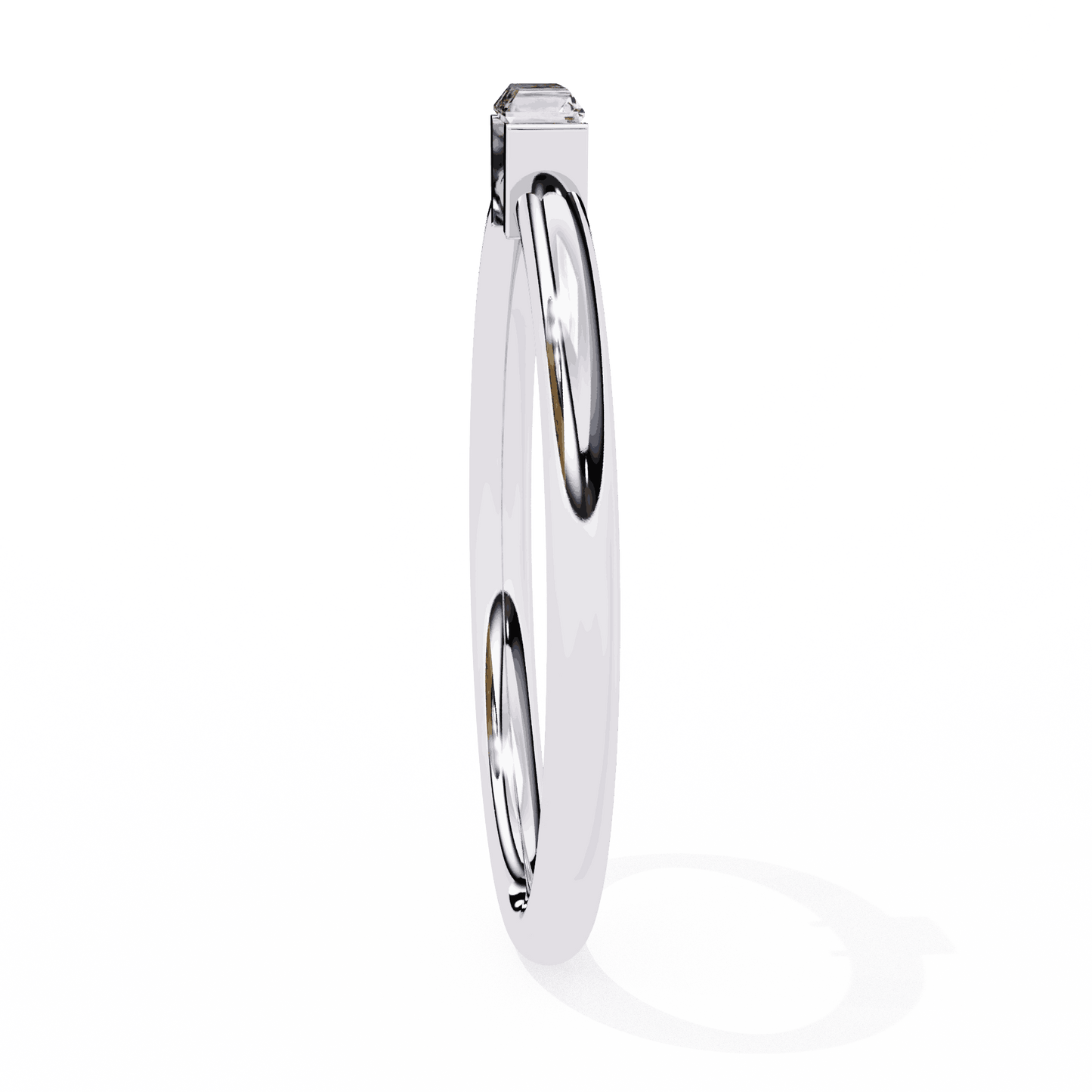 Emerald Cut Lab Grown Diamond Tension Engagement Ring with East West Baguette Minimalist Solitaire