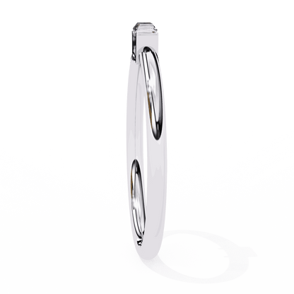 Emerald Cut Lab Grown Diamond Tension Engagement Ring with East West Baguette Minimalist Solitaire