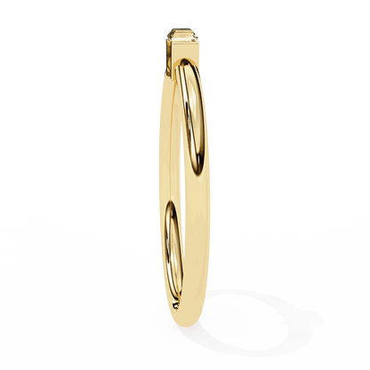 Emerald Cut Lab Grown Diamond Tension Engagement Ring with East West Baguette Minimalist Solitaire
