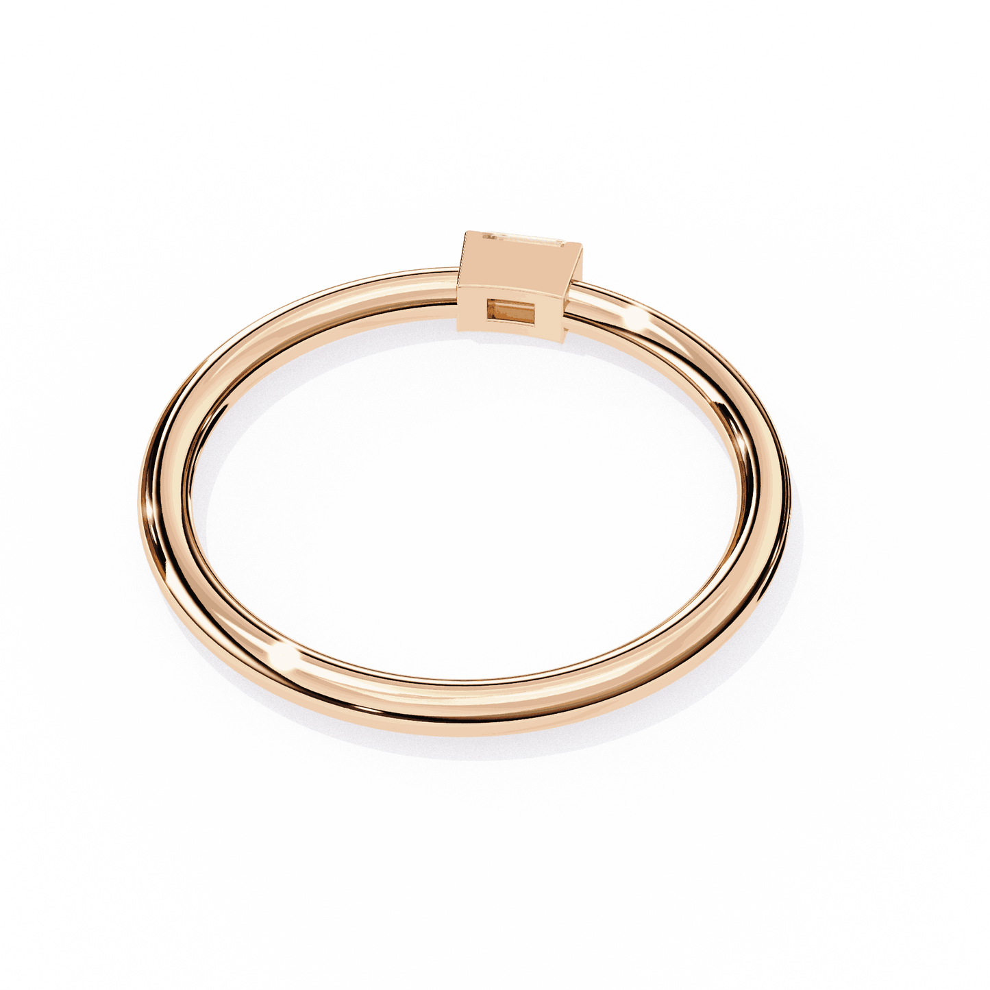 Emerald Cut Lab Grown Diamond Tension Engagement Ring with East West Baguette Minimalist Solitaire