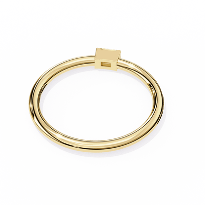 Emerald Cut Lab Grown Diamond Tension Engagement Ring with East West Baguette Minimalist Solitaire