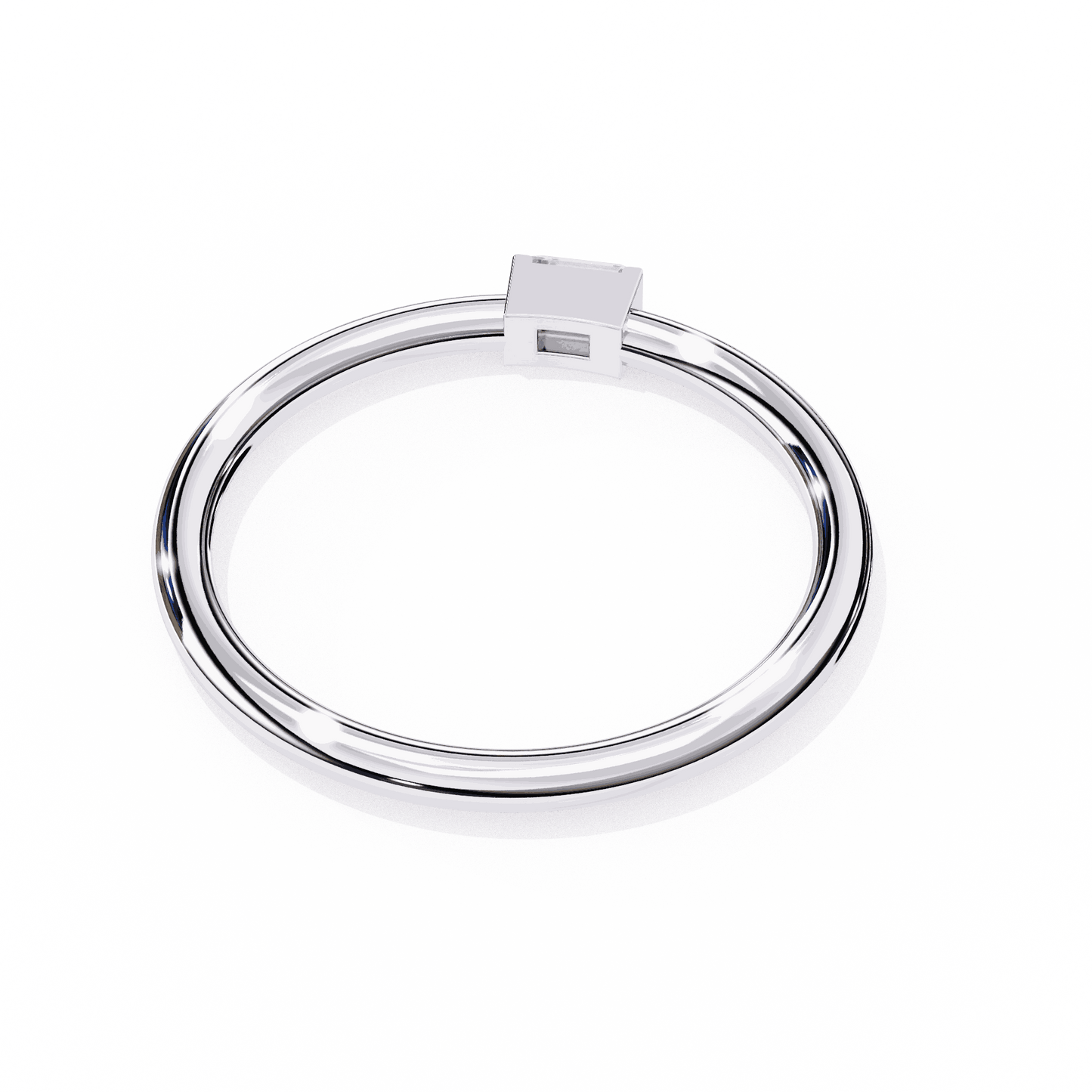 Emerald Cut Lab Grown Diamond Tension Engagement Ring with East West Baguette Minimalist Solitaire