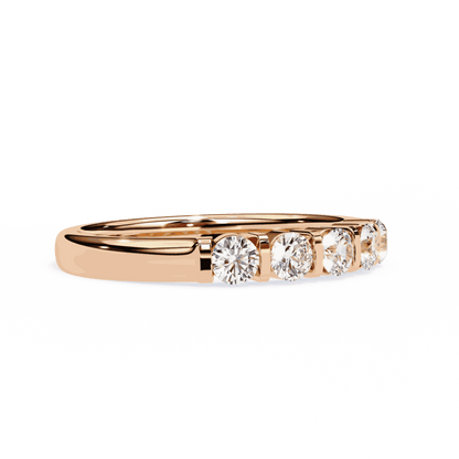 Round Cut Lab Grown Diamond Bezel Engagement Ring with Five Stone Bar Channel