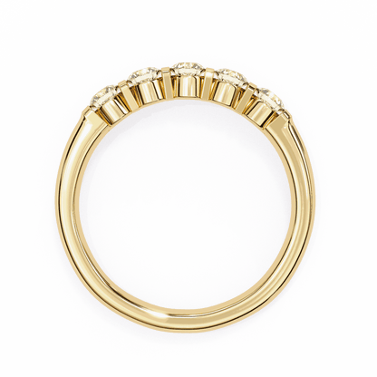 Round Cut Lab Grown Diamond Bezel Engagement Ring with Five Stone Bar Channel