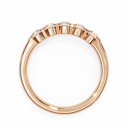 Round Cut Lab Grown Diamond Bezel Engagement Ring with Five Stone Bar Channel