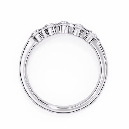 Round Cut Lab Grown Diamond Bezel Engagement Ring with Five Stone Bar Channel